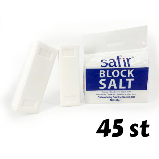 Safir Blokzout 4 kg – 45 x 8 kg (90 × 4 kg blokken) – waterontharder – Zoutbezorgd.nl