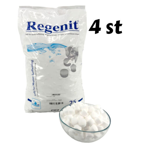 Regenit Onthardingszout Tabletten 4 x 25 kg (100 kg) – waterontharder – Zoutbezorgd.nl