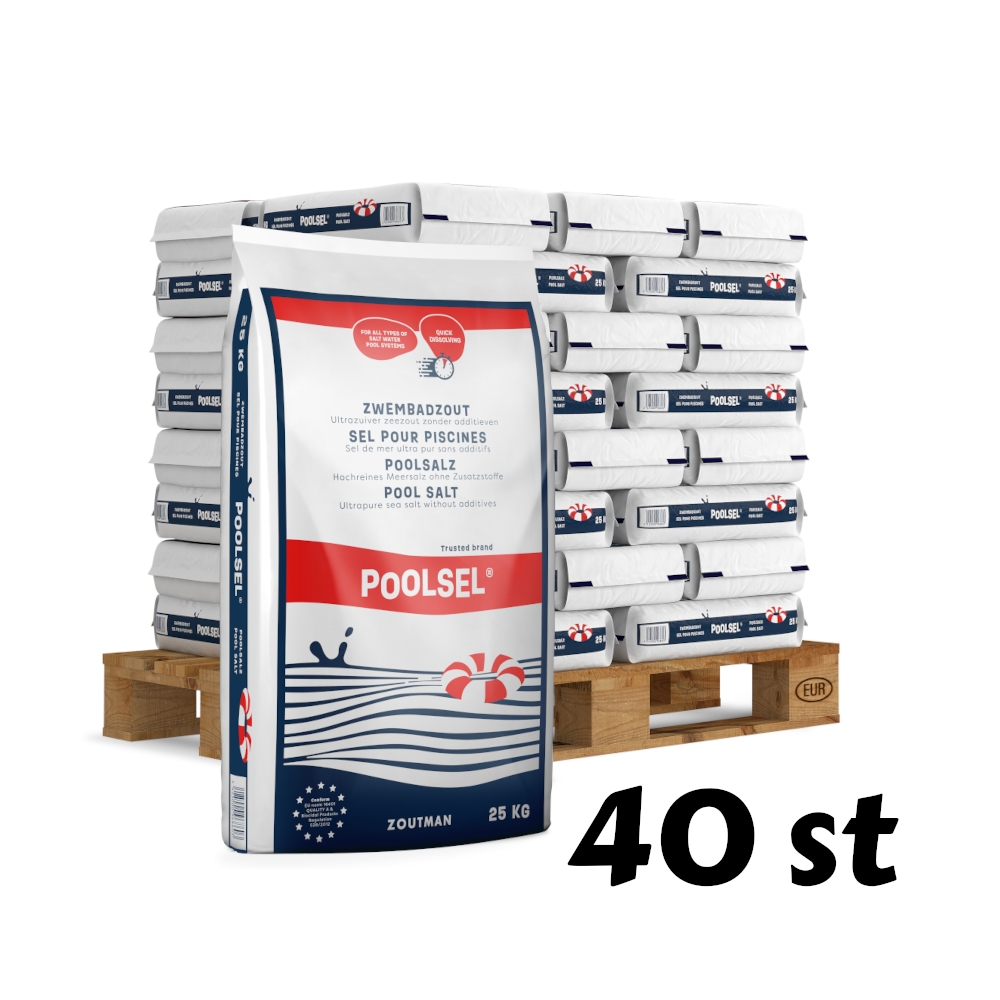 Poolsel Zwembadzout 40 x 25 kg (1000 kg) | Geschikt voor Intex, Bestway & zoutwatersystemen